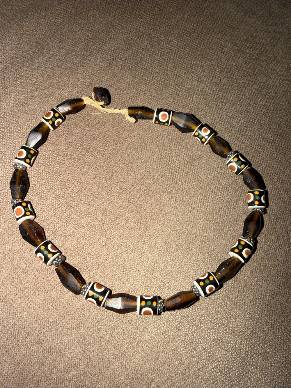 Handcrafted Brown and Black Beaded Necklace